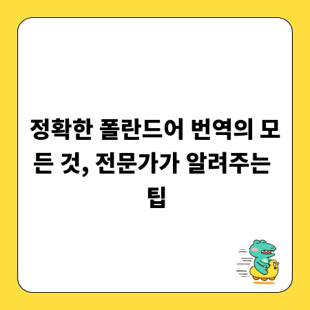 정확한 폴란드어 번역의 모든 것, 전문가가 알려주는 팁