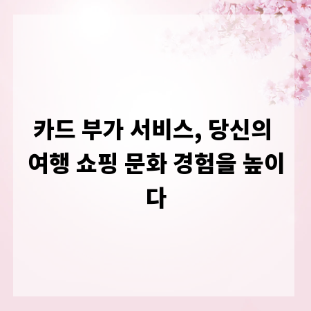 카드 부가 서비스, 당신의 여행 쇼핑 문화 경험을 높이다