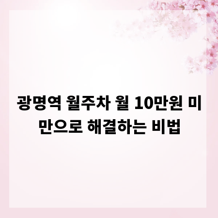 광명역 월주차 월 10만원 미만으로 해결하는 비법