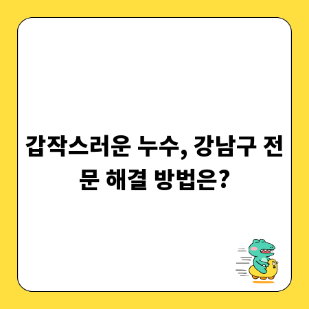 갑작스러운 누수, 강남구 전문 해결 방법은?