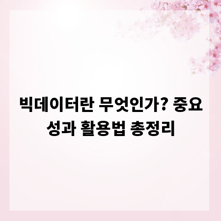 빅데이터란 무엇인가? 중요성과 활용법 총정리