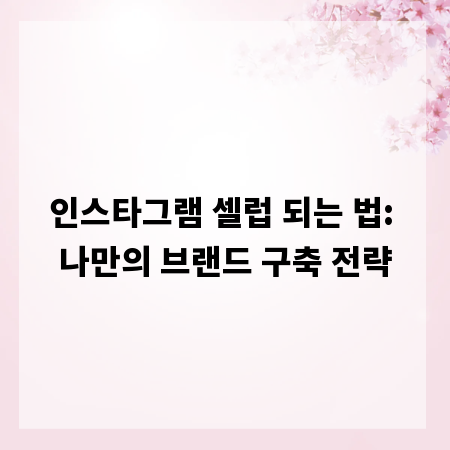 인스타그램 셀럽 되는 법: 나만의 브랜드 구축 전략