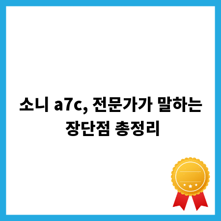 소니 a7c, 전문가가 말하는 장단점 총정리