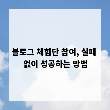 블로그 체험단 참여, 실패 없이 성공하는 방법
