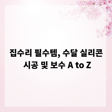 집수리 필수템, 수달 실리콘 시공 및 보수 A to Z