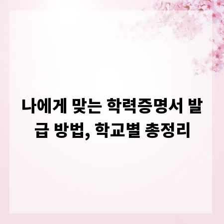 나에게 맞는 학력증명서 발급 방법, 학교별 총정리