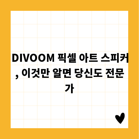 DIVOOM 픽셀 아트 스피커, 이것만 알면 당신도 전문가