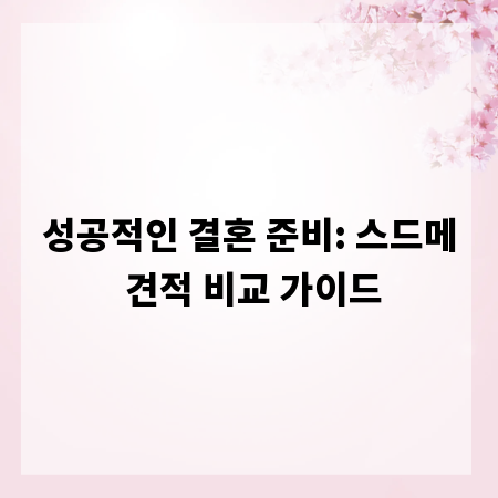 성공적인 결혼 준비: 스드메 견적 비교 가이드