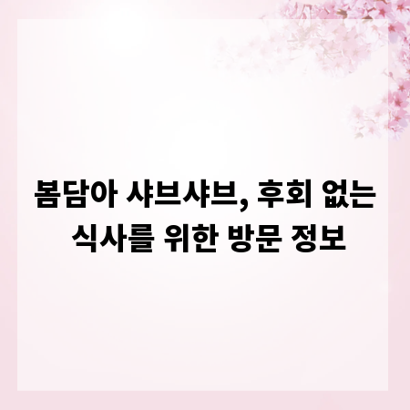 봄담아 샤브샤브, 후회 없는 식사를 위한 방문 정보