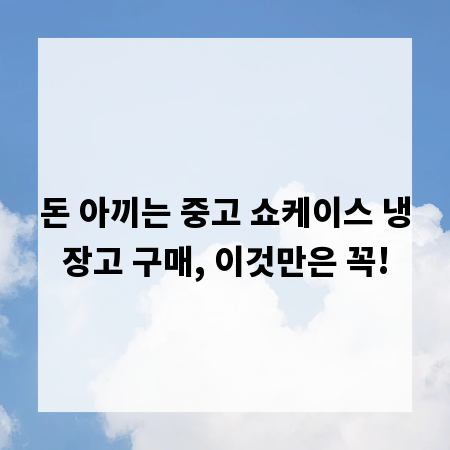 돈 아끼는 중고 쇼케이스 냉장고 구매, 이것만은 꼭!