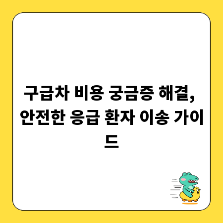 구급차 비용 궁금증 해결, 안전한 응급 환자 이송 가이드