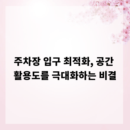 주차장 입구 최적화, 공간 활용도를 극대화하는 비결