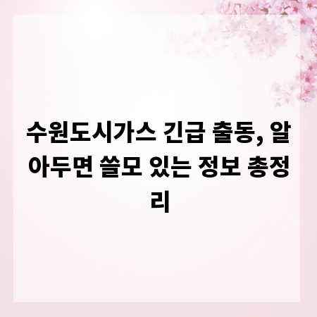 수원도시가스 긴급 출동, 알아두면 쓸모 있는 정보 총정리