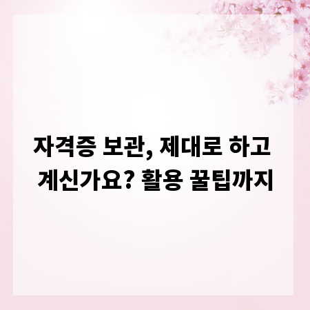 자격증 보관, 제대로 하고 계신가요? 활용 꿀팁까지
