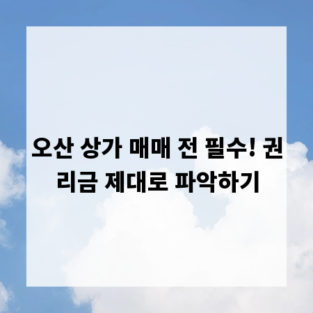 오산 상가 매매 전 필수! 권리금 제대로 파악하기