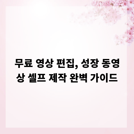 무료 영상 편집, 성장 동영상 셀프 제작 완벽 가이드