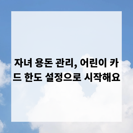 자녀 용돈 관리, 어린이 카드 한도 설정으로 시작해요