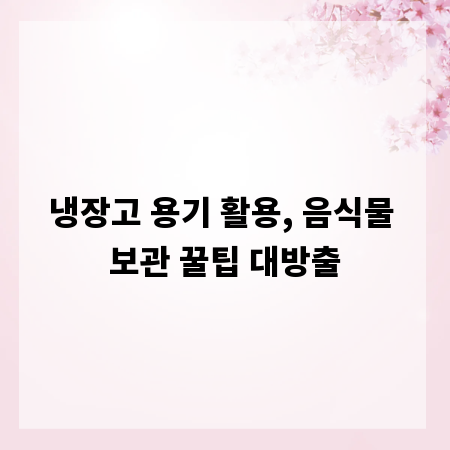 냉장고 용기 활용, 음식물 보관 꿀팁 대방출
