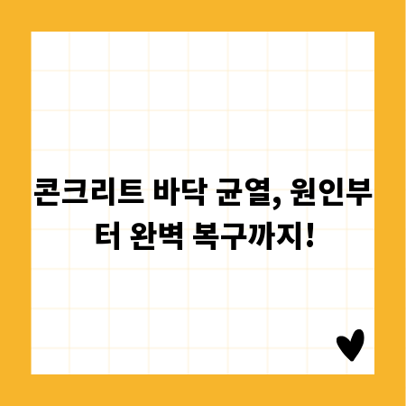 콘크리트 바닥 균열, 원인부터 완벽 복구까지!