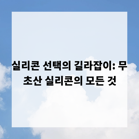 실리콘 선택의 길라잡이: 무초산 실리콘의 모든 것