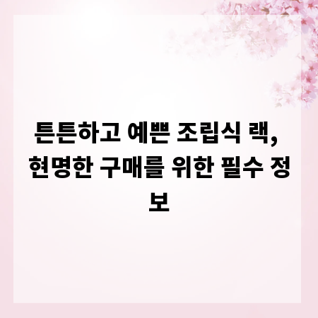 튼튼하고 예쁜 조립식 랙, 현명한 구매를 위한 필수 정보