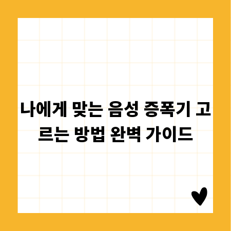 나에게 맞는 음성 증폭기 고르는 방법 완벽 가이드