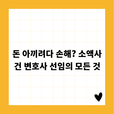 돈 아끼려다 손해? 소액사건 변호사 선임의 모든 것