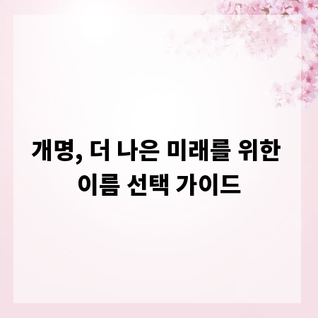 개명, 더 나은 미래를 위한 이름 선택 가이드
