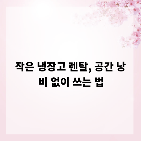 작은 냉장고 렌탈, 공간 낭비 없이 쓰는 법