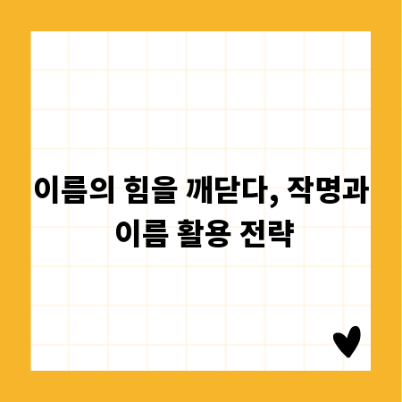 이름의 힘을 깨닫다, 작명과 이름 활용 전략