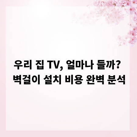 우리 집 TV, 얼마나 들까? 벽걸이 설치 비용 완벽 분석