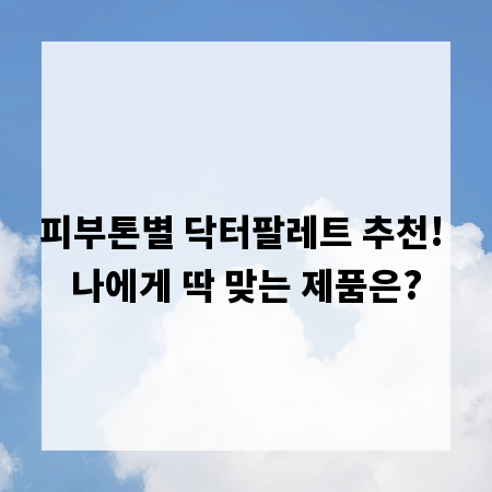피부톤별 닥터팔레트 추천! 나에게 딱 맞는 제품은?