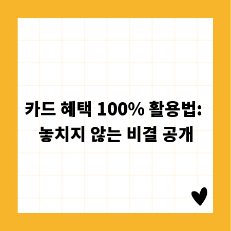 카드 혜택 100% 활용법: 놓치지 않는 비결 공개