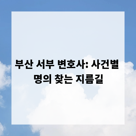 부산 서부 변호사: 사건별 명의 찾는 지름길