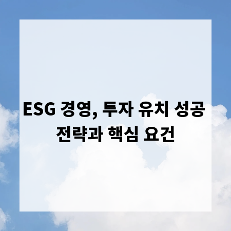 ESG 경영, 투자 유치 성공 전략과 핵심 요건