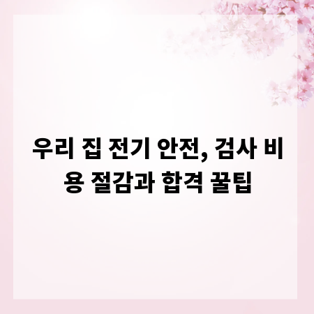 우리 집 전기 안전, 검사 비용 절감과 합격 꿀팁