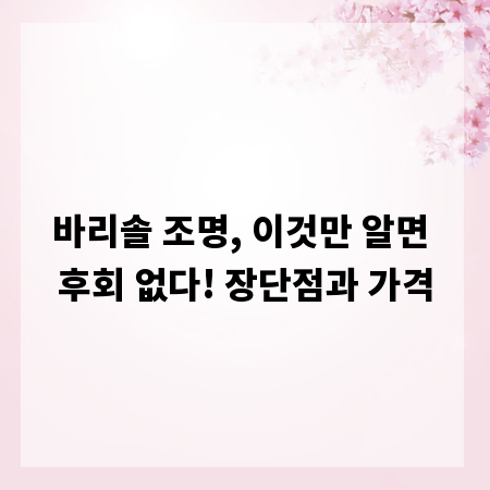 바리솔 조명, 이것만 알면 후회 없다! 장단점과 가격