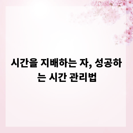 시간을 지배하는 자, 성공하는 시간 관리법
