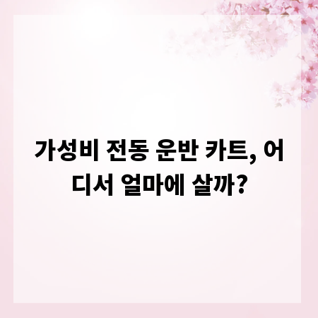가성비 전동 운반 카트, 어디서 얼마에 살까?