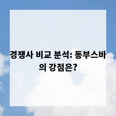 경쟁사 비교 분석: 동부스바의 강점은?