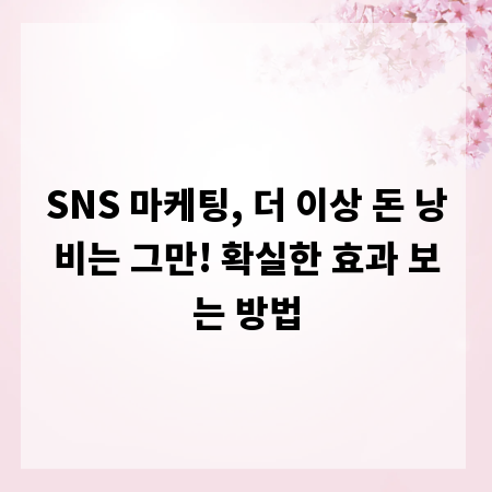 SNS 마케팅, 더 이상 돈 낭비는 그만! 확실한 효과 보는 방법