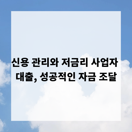 신용 관리와 저금리 사업자 대출, 성공적인 자금 조달