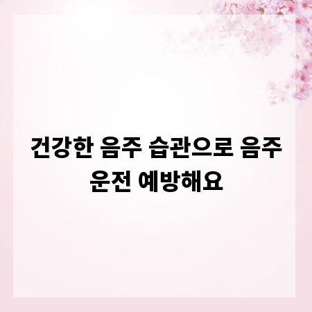건강한 음주 습관으로 음주운전 예방해요