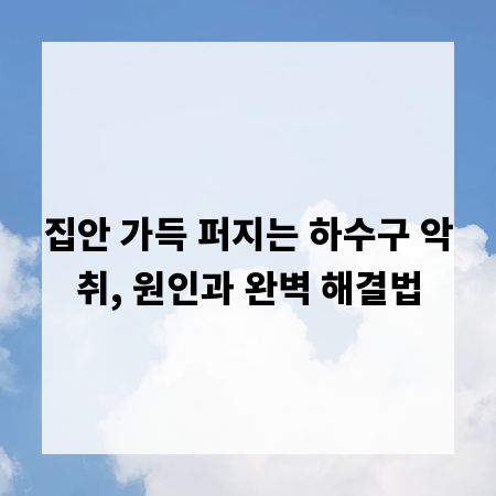 집안 가득 퍼지는 하수구 악취, 원인과 완벽 해결법