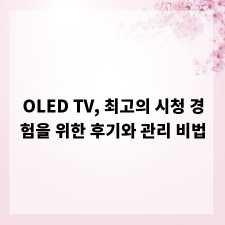 OLED TV, 최고의 시청 경험을 위한 후기와 관리 비법