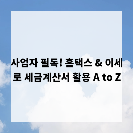 사업자 필독! 홈택스 & 이세로 세금계산서 활용 A to Z