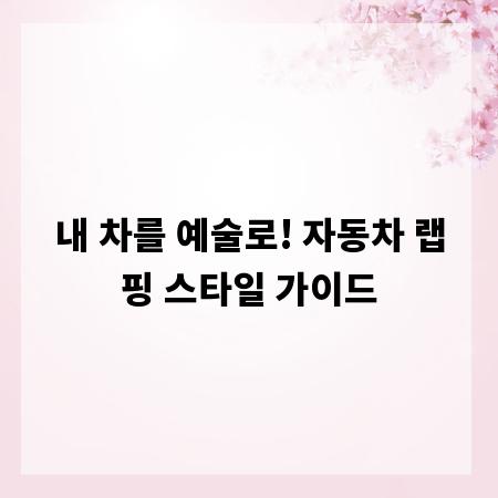 내 차를 예술로! 자동차 랩핑 스타일 가이드