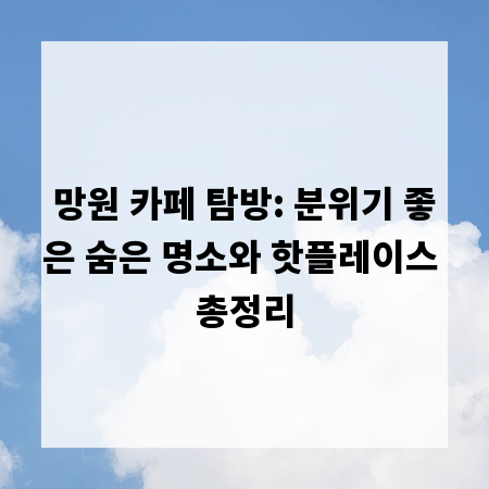 망원 카페 탐방: 분위기 좋은 숨은 명소와 핫플레이스 총정리