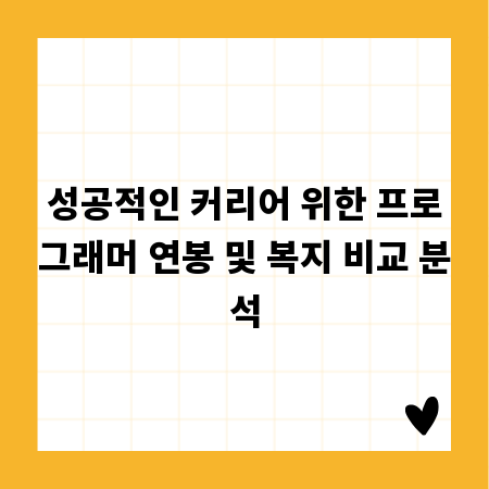 성공적인 커리어 위한 프로그래머 연봉 및 복지 비교 분석