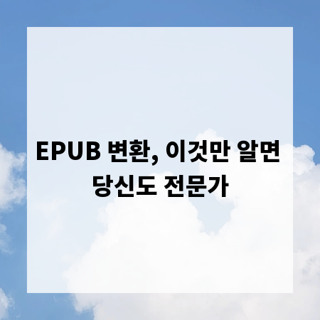 EPUB 변환, 이것만 알면 당신도 전문가